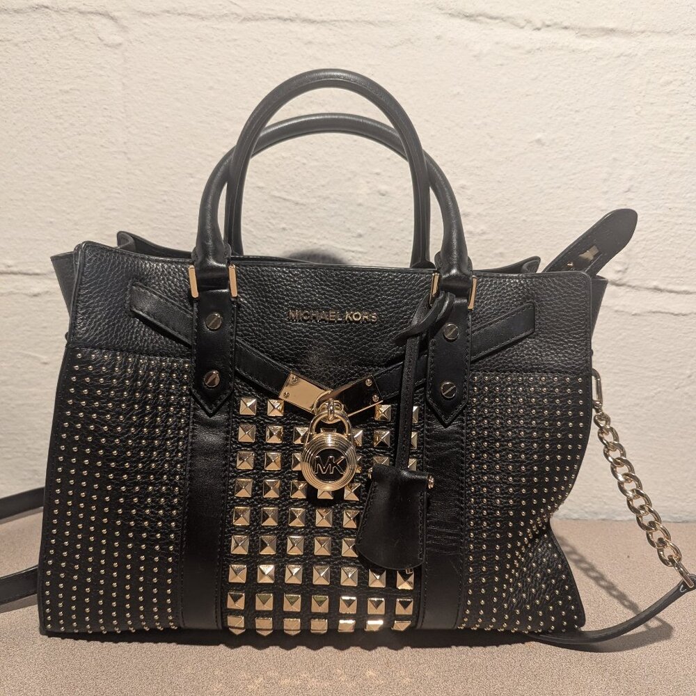 Michael Kors Nouveau Hamilton Studded Leather Satchel